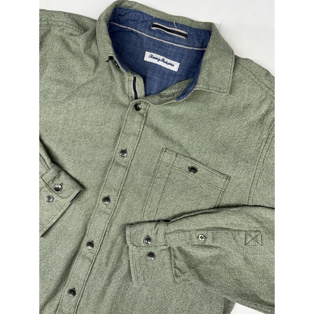 Tommy Bahama Jacket Green Overshirt Shacket Button Down Woven Lightweight Mens M